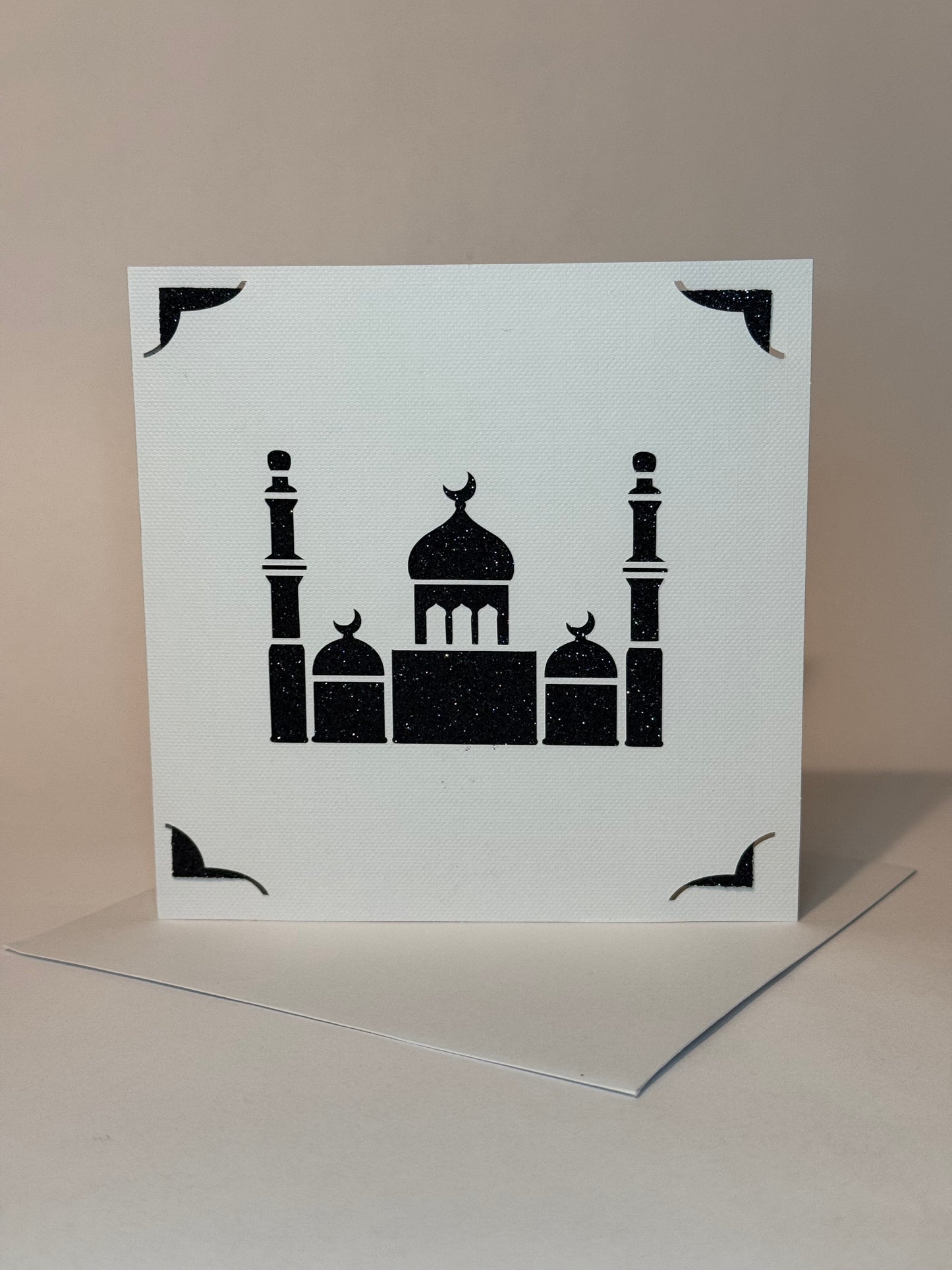 Elegant Simple White Eid Mubarak Card