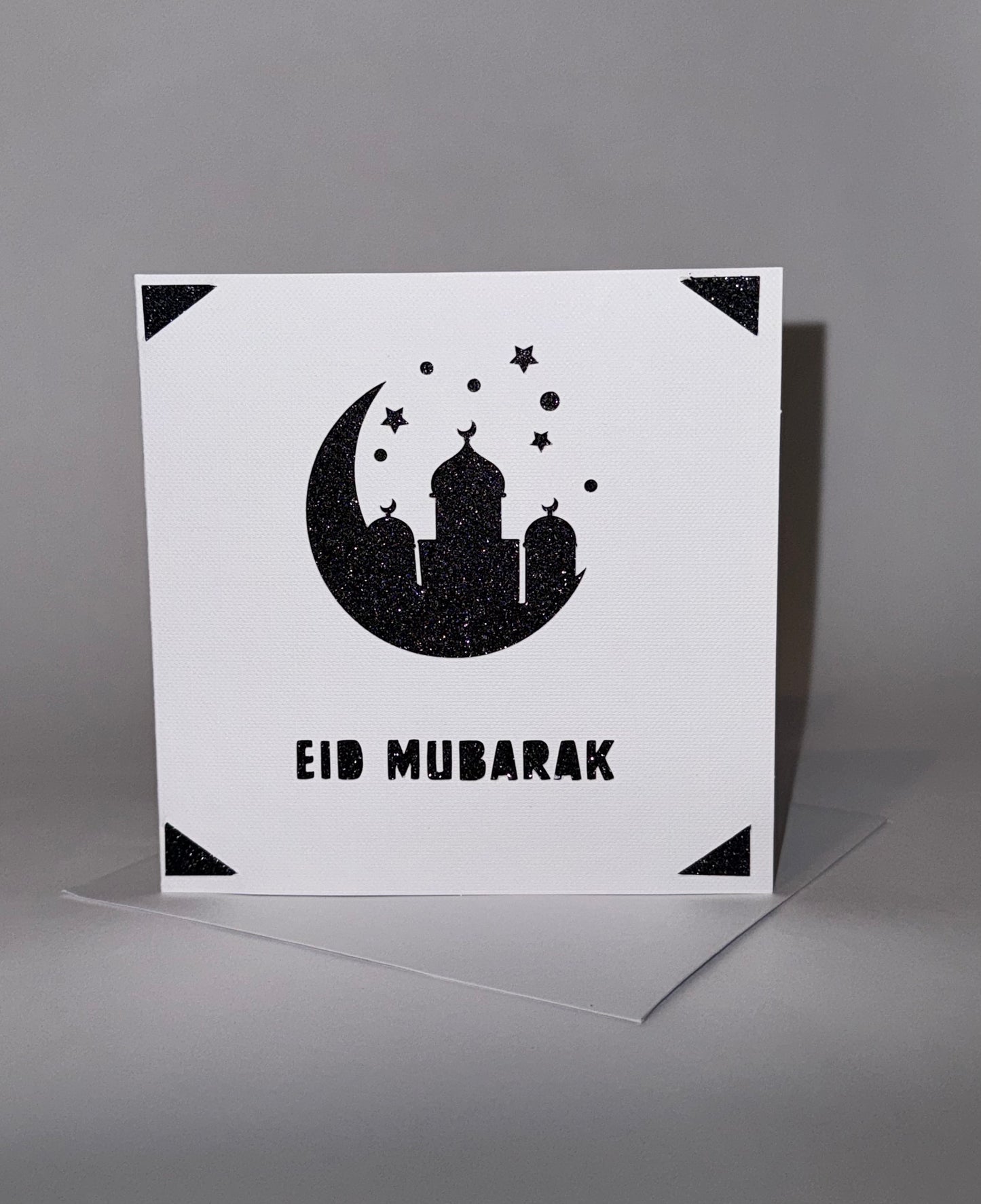 Elegant White Eid Mubarak Card