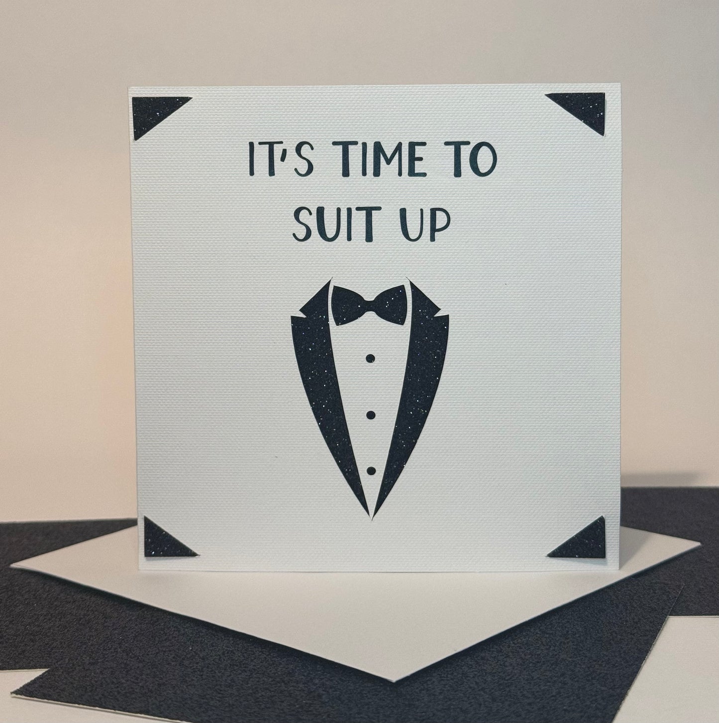 Time To Suit Up Wedding Card